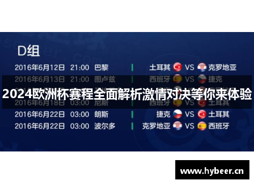 2024欧洲杯赛程全面解析激情对决等你来体验